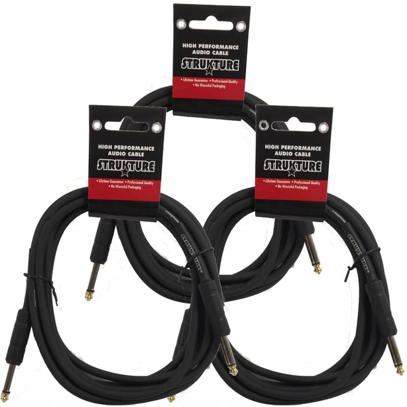 3 PACK Black Strukture 6ft Instrument Cable Thick ABS sleeve SC06 Lifetime Warranty! image 1