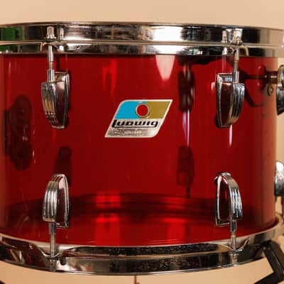 1970s Ludwig Red Vistalite 14x22, 8x12, and 16x16 Drum Set image 10