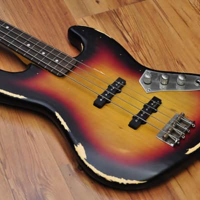 Vintage VJ74 Icon Fretless Bass - Sunset Sunburst image 5