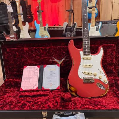 Fender Stratocaster 2021 Heavy Relic Fiesta Red Over Sunburst image 1
