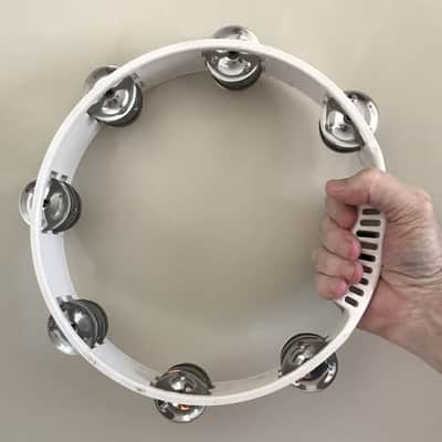 Tambourine or tamborine - 10" X 2" White image 2