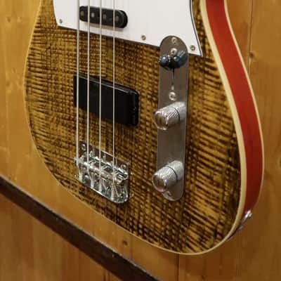 AIO TB4 4 String Telecaster Bass - Tiger Amber w/gig bag image 5