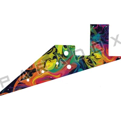 Custom Pickguard For 2000 - 2001 Made in Korea Epiphone '58 Korina Flying V 7-string - Rainbow Paint Swirl Graphic .090" image 1