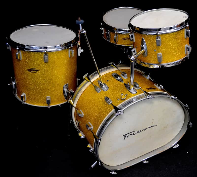 Trixon 25.5/13/16/5x14 Drum Set - Speedfire Gold Glitter NOS image 1