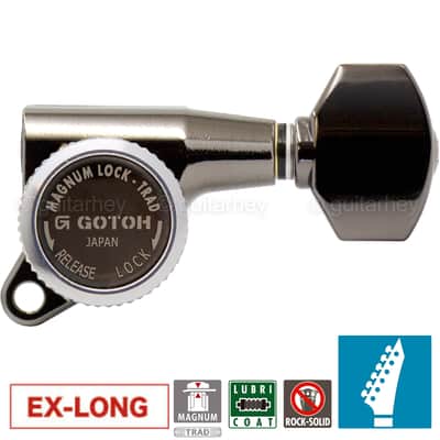 NEW Gotoh SG381-07 MGT LOCKING Set 6 in line ESP/LTD Staggered BASS SIDE - COSMO BLACK