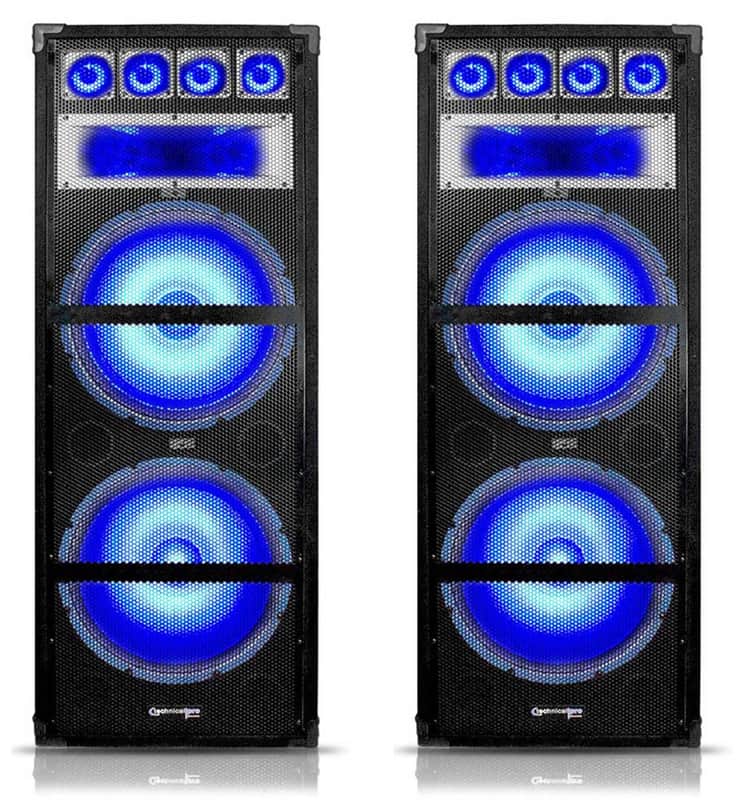 2) Technical Pro VRTX215LED Dual 15" 7-Way 3600W Passive Speaker Cabinets W/LED image 1