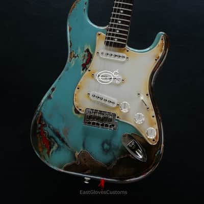 Fender Stratocaster 60th  Anniversary Daphne Blue Heavy Aged Relic by East Gloves Customs image 1