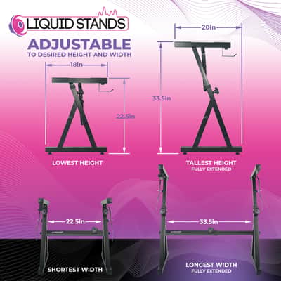 Liquid Stands Z Style Adjustable Piano Keyboard Stand - Fits 54-88 Key Electric Pianos (Black) image 3