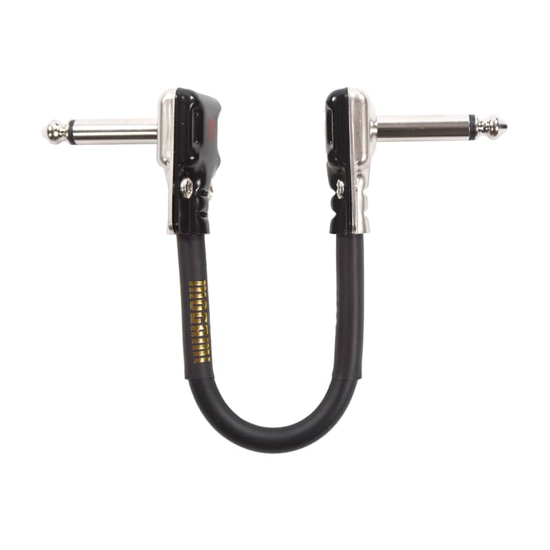 Mogami Gold Pancake Patch Instrument Cable 6" Angle-Angle image 1