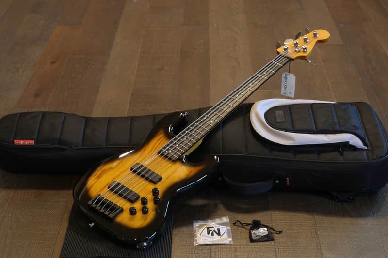 Warmoth 5 String Bass with Bartolini's Sunburst + GB image 1