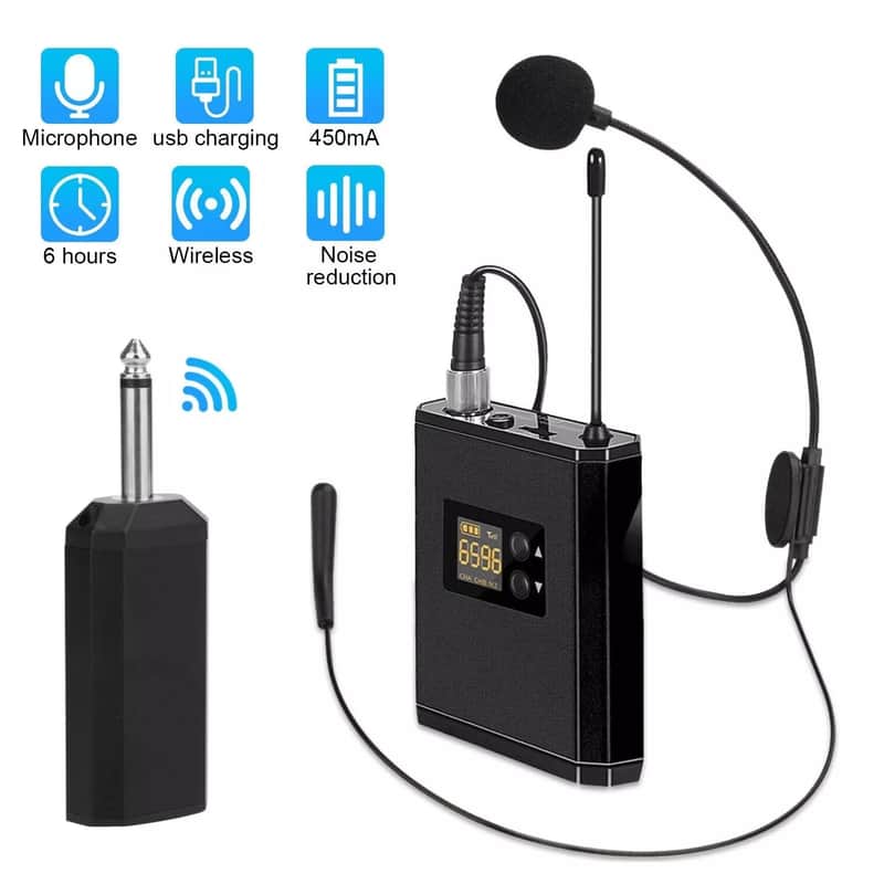 OEM 164FT UHF Wireless Headset Microphone Lavalier Lapel w/ Mic Bodypack Transmitte 2024 - Black image 1