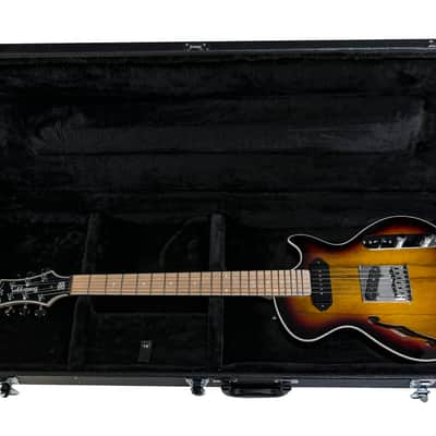 BootLegger Guitar Single Barrel Brown Red Black Burst Custom Case & Flask P90 & Single Coil image 13