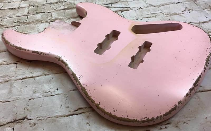 Custom Shop Guitar Relic Aged Nitro Shell Pink Jazz Bass Body MADE TO ORDER image 1