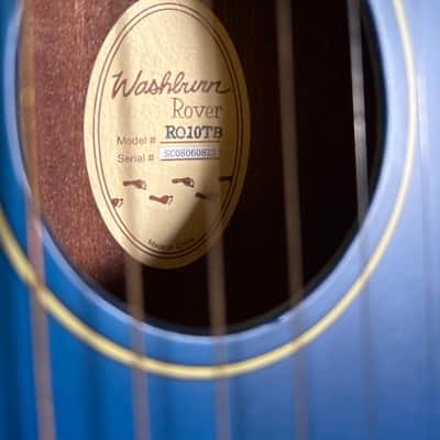 Washburn Rover RO10TBL Travel Acoustic Guitar Trans Blue image 8