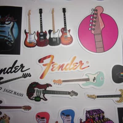OOP Huge Lot of 52 mini Guitar Decals / Stickers Case Candy Strat Tele Jaguar P Jazz Bass scrap book image 7