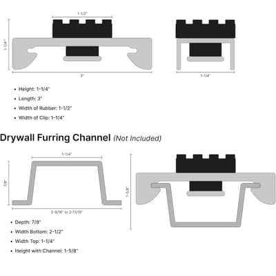 Resilient Construction Premium isolation clips 2025 - Silver/black image 2