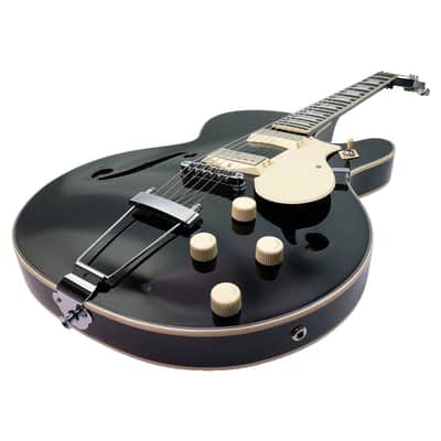 Silvertone Semi-Hollow w/ Trapeze 2 mini-hum PU's - Gloss Black (1446TBK) image 9