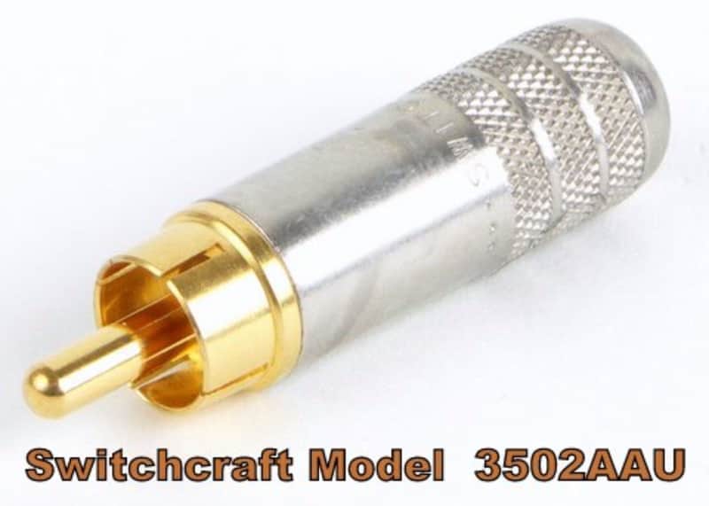 Switchcraft 3502AAU Long Body RCA Male Connector Silver/Gold w/Solder Terminals image 1