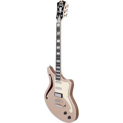 D'Angelico Deluxe Series Bedford SH Electric Guitar with USA Seymour Duncan Pickups and Stopbar Tailpiece Regular Desert Gold image 6