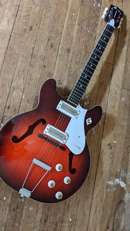 Harmony Rocket Vintage 1969 Red 335 Style Double Cutaway image 1