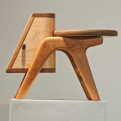 Handcrafted Cherry Wood Ergonomic Cajón Stool - Sculptural Cajon Chair image 5