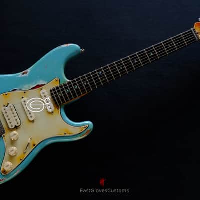 Fender Stratocaster American Deluxe Daphne Blue HSS Made in USA Relic Aged image 10