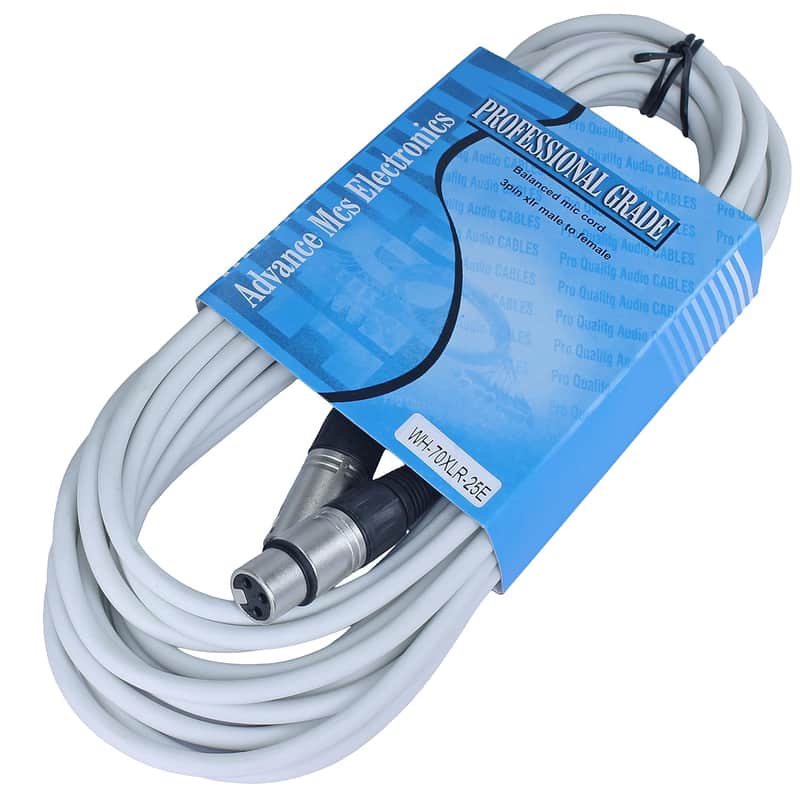 25 Foot Male To Female Xlr Microphone Cable (White) image 1