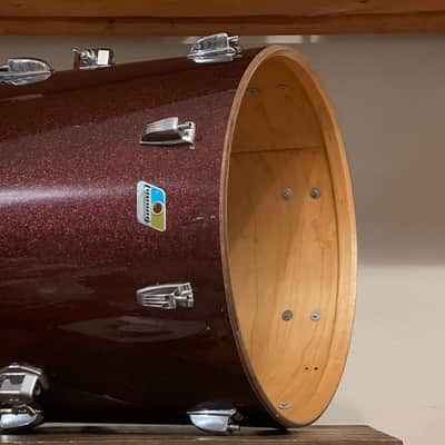 1970's Ludwig 3-Ply Burgundy Sparkle 15x26 13/14/16/18/26 Drum Kit Re-Wrap image 21