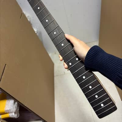 6string Stainless steel 22fret Rosewood Natural Flame Maple Electric Guitar Neck Gloss image 2