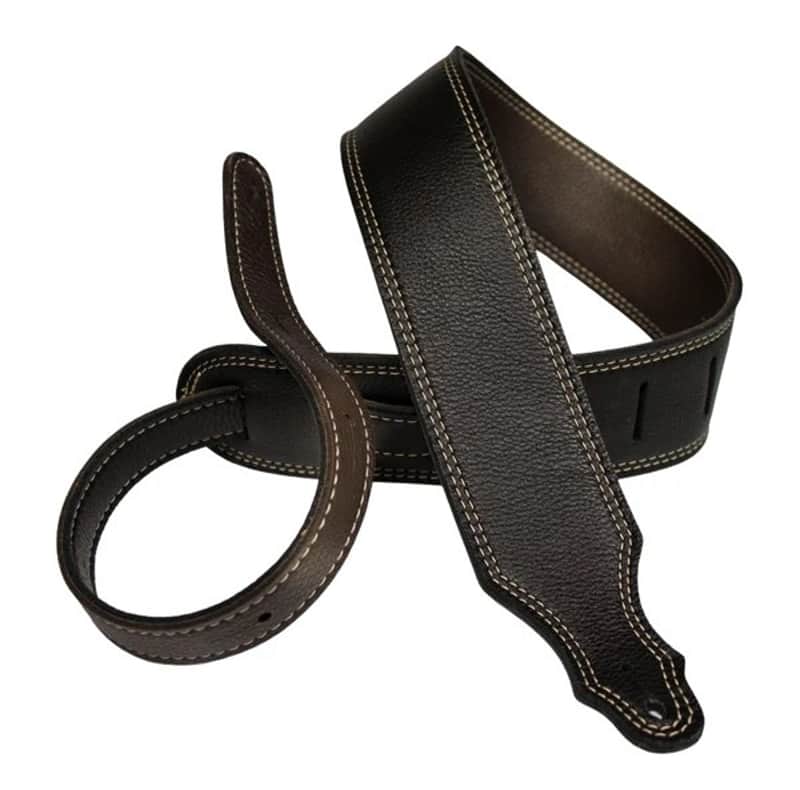 Franklin Straps 2.5" Reversible Glove Leather Guitar Strap - Black / Chocolate Reversible Leather with Natural Stitch image 1