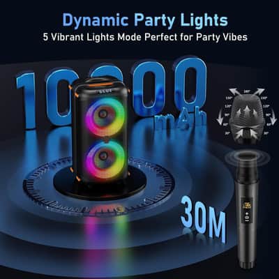 Karaoke Machine with 2 Wireless Microphones, Portable Bluetooth Karaoke Speaker for Adults, Big Party PA System with Dicso Lights & Dual 6.5" Stage Subwoofers for Home Outdoor, Ideal Gifts for All image 3