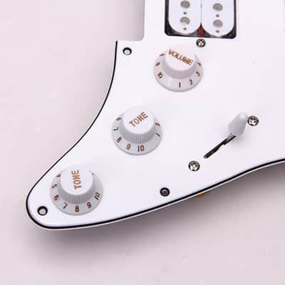 Stratocaster Style Loaded HSH Pickguard and Pickup, White image 5