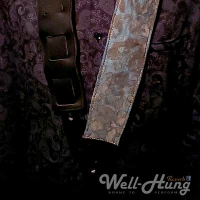 Well-Hung Denim Demon! 3" Wide Padded Leather & Denim Guitar Strap image 5