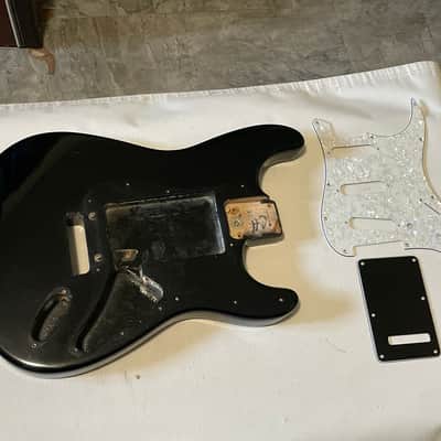 1991 USA Fender American Standard Stratocaster Black Guitar Body 2 Post Tremolo Ready w/ Pickguard