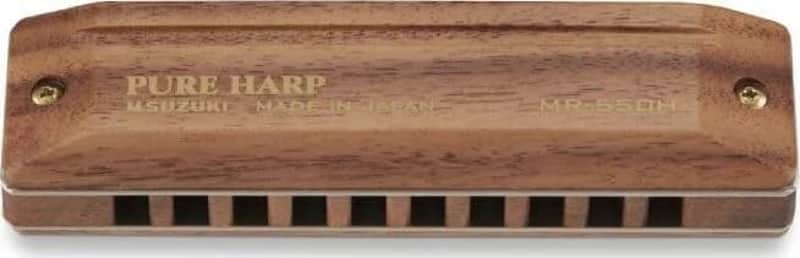 Suzuki MR-550H-D Koa Pure Harp 10-Hole Diatonic Harmonica. Key of D image 1