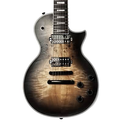 10S GF Modern 7 String Poplar Burl Single Cut Electric Guitar Open Core Black Burst Matte image 1
