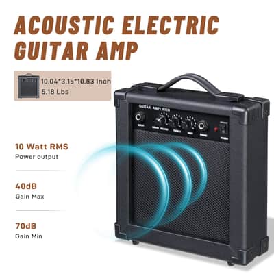 🎸+Amp! Acoustic-Electric Guitar Black +Soft Case/Gig Bag +Tuner +Strap +Picks!🎸 image 4