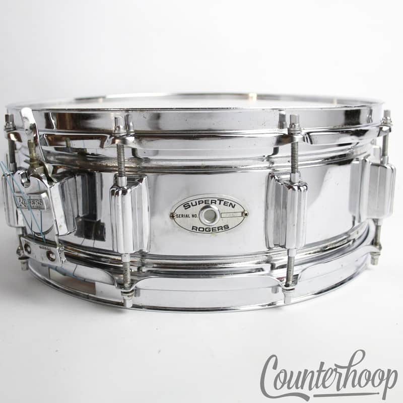 *Rogers SuperTen 14x5"Snare Drum COS Steel 10Lug 1973 Script Chrome Vintage 70s* image 1