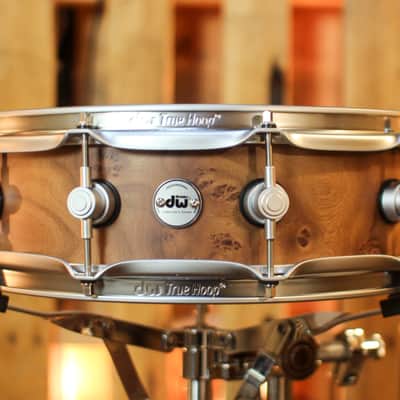 DW 4x14 Collector's SonicPly Natural Hard Satin over Elm Burl Snare Drum - SO#1424832 image 1