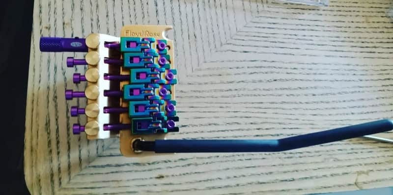 Floyd Rose 1000 "1 of a kind!" with Carbon Fiber arm, D-tuna and titanium parts, brass block & tuners 2025 - Gold/Purple image 1