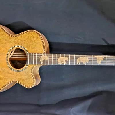 Blueberry Handmade Grand Concert Acoustic Guitar Native American Motif image 2