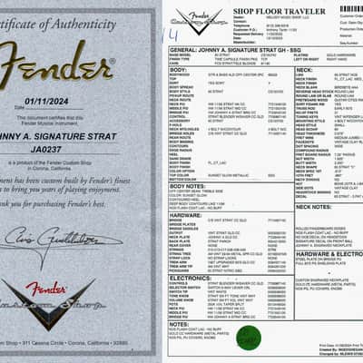 2024 - Fender Custom Shop Johnny A. Signature Stratocaster - Sunset Glow Metallic image 15