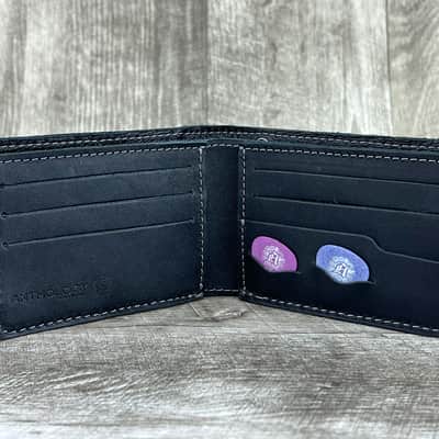 Anthology Gear Leather Chain Wallet with Guitar Pick Slots - Grey/Black, Without Chain image 3