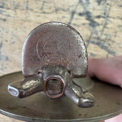 VIntage Leedy Greeko 3 7/8" Egyptian Chime Cymbal with Leedy Chrome Plated Bulldog Holder Traps Era 1920s -30s #2 image 4