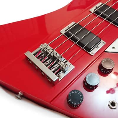 BURNY TB-70 Thunderbird Active Bass Japan circa 1987 in Fire Red with FGI Pickups image 6