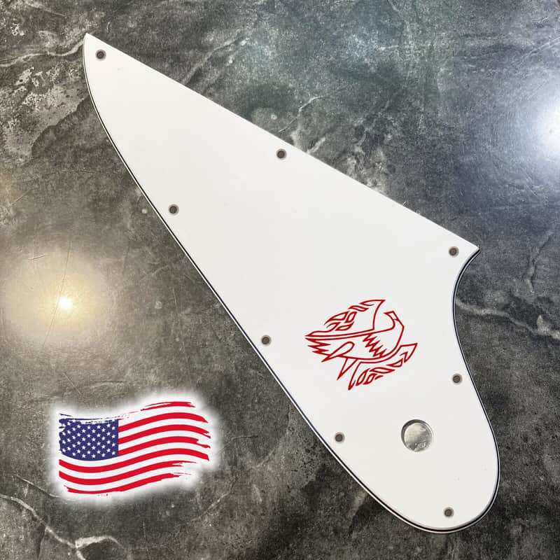 White 3 Ply Pickguard for 2007-2019 Gibson Firebird Reverse Style Made in USA + Red Decal & Screws image 1