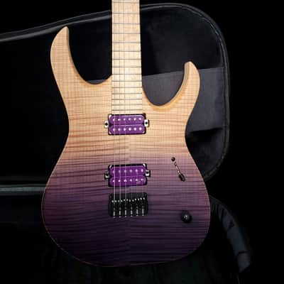 Mayones Duvell Elite Purple Horizon Flame Maple Top 5A Birdseye Maple Fingerboard image 5