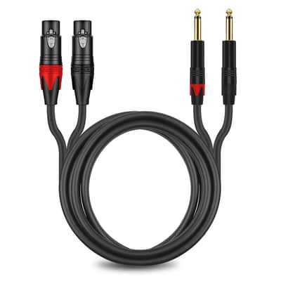 Dual 3-Pin XLR Female to Dual Male 6.35mm 1/4'' TS Mono Microphone Audio Patch Cable, 6FT XLR to 6.35mm TS Splitter Converter Cable, 2 x Quarter Inch to 2 x XLR Mic Adapter Cord for Mixer image 3