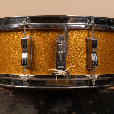 1965 Ludwig 5x14 Gold Sparkle Jazz Festival Snare Drum image 3