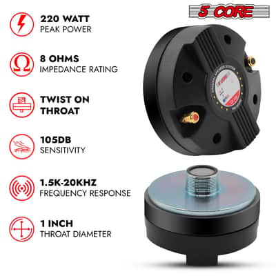 5 Core Compression Driver 1″ PA Horn Tweeter Pro Audio 800W 1.75″ Voice Coil 20Oz Magnet 8Ohm Driver image 3